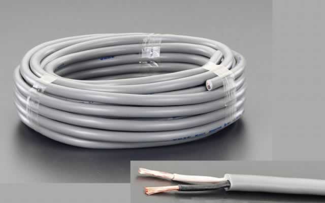 エスコ ESCO 【個人宅不可】 300V/17A/ 20m ビニールキャブタイヤケーブル（灰） EA940AG-10 [2-5051452]｜ＤＡＩＳＨＩＮ工具箱　店