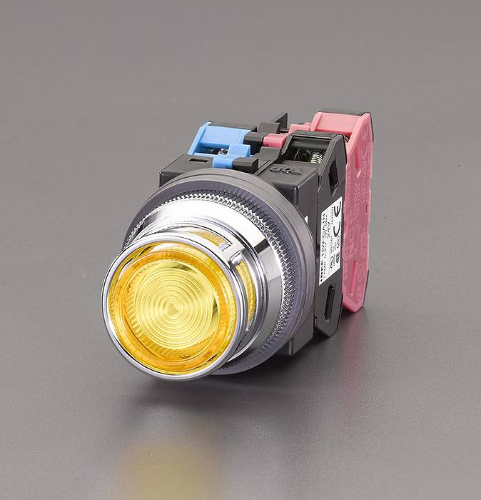 エスコ ESCO 【個人宅不可】 AC/DC24V 押しボタンスイッチ（LED照光フルガード/黄） EA940DA-75A [2-1085578]