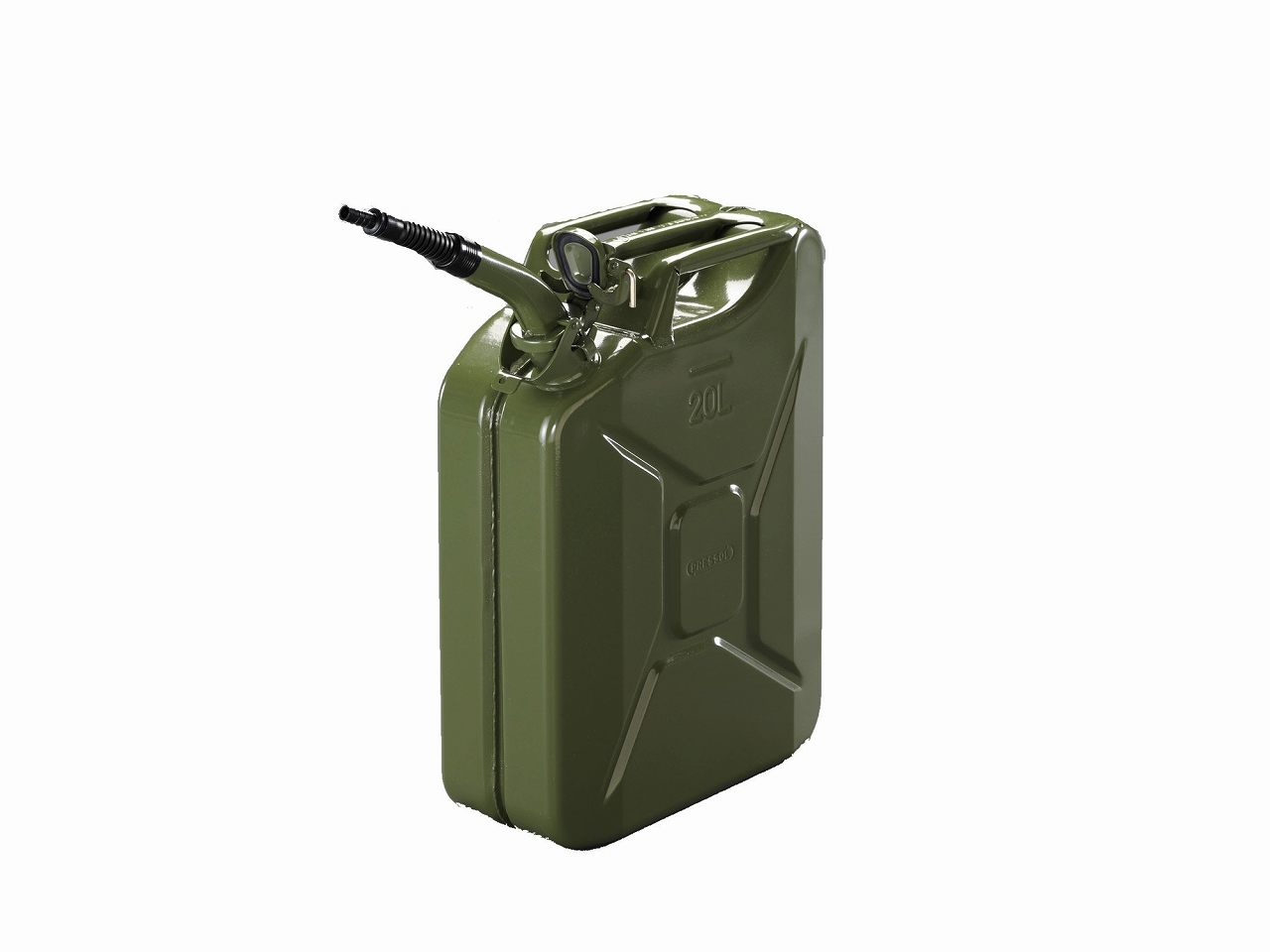エスコ ESCO 【個人宅不可】 20L ガソリン携行缶（縦型・フレキノズル付/OD色） EA991HB-30A [2-0311992]