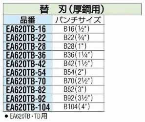 エスコ ESCO 【個人宅不可】 ［EA620TA～TD用］ B70（2・1／2”） パンチセット EA620TB-70 [2-0055599]