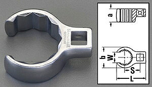 エスコ ESCO 【個人宅不可】 1/2&rdquo;DRx1・7/16&rdquo; ［CROW-RING］スパナ EA617YW-25 [2-5591477]｜ＤＡＩＳＨＩＮ工具箱　店