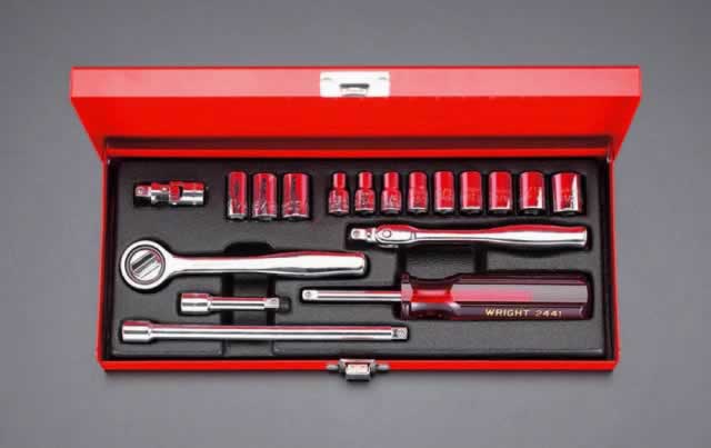 エスコ ESCO 【個人宅不可】 1/4&rdquo;DR/18個組 ソケットレンチ（インチサイズ） EA617AB-1 [2-0570580]｜ＤＡＩＳＨＩＮ工具箱　店