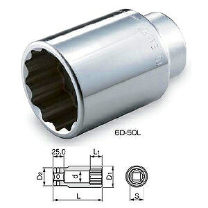 【マラソン期間エントリーでポイント5倍】トネ TONE ディープソケット（12角） 6D-55L [30-133097]｜ＤＡＩＳＨＩＮ工具箱　店