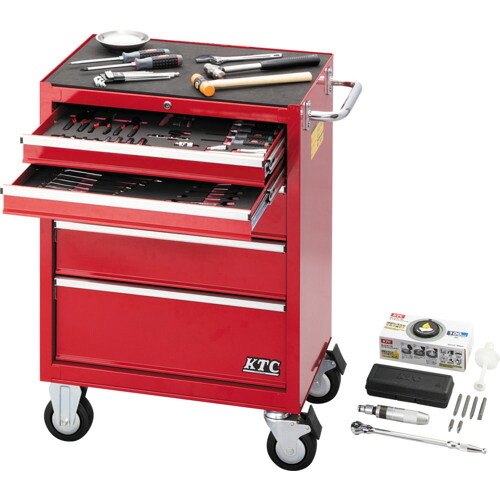 京都機械工具 【別途送料】 【個人宅不可】 KTC 【2026年4月までの限定販売】 ローラーキャビネットセット［72点］（5段5引出し）レッド （工具セット） SK37226RXR [34-988078]