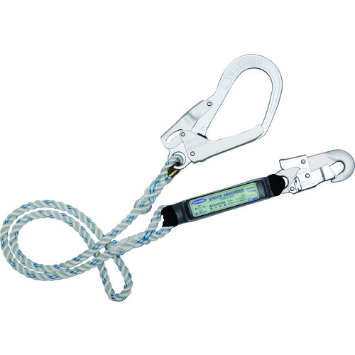 藤井電工 TSUYORON 胴ベルト型墜落制止用器具用ランヤード（ロープタイプ）三つ打ちロープ ショックアブソーバ+フックFS-58・フックFS-93 TBL-93-BP [39-074219]｜ＤＡＩＳＨＩＮ工具箱　店