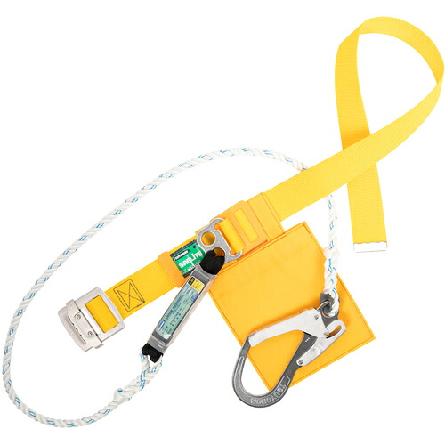 藤井電工 TSUYORON 胴ベルト型墜落制止用器具（ロープタイプ） セフライト（三つ打ちロープ） 黄 Mサイズ 幅50MM×長さ1200MM TB-SAF-593-Y-M-BP [39-052118]