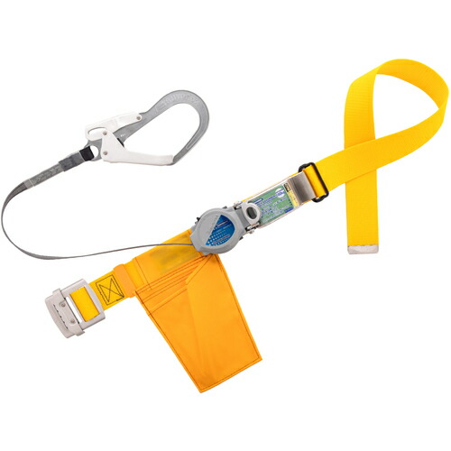 藤井電工 TSUYORON 胴ベルト型墜落制止用器具（巻取タイプ）ロック機構付き 2WAYリトライト 黄 Mサイズ 幅50MM×長さ1200MM TB-TRL-593-Y-M-BP [39-056857]