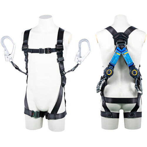 藤井電工 TSUYORON 黒影ハーネス ツインランヤード付き ロック機構付き巻取式SRリトラ ダークグレー LLサイズ 130KG対応型 TH5042TR93SVOTDGLL130K2R23- [39-078781]｜ＤＡＩＳＨＩＮ工具箱　店