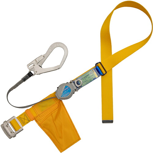 藤井電工 TSUYORON 胴ベルト型墜落制止用器具（巻取タイプ）ロック機構付き 2WAYリトラ 黄 LLサイズ 幅50MM×長さ1600MM 130KG対応型 TB-TRL-593-Y-LL(130KG)-JAN-BP [39-080654]