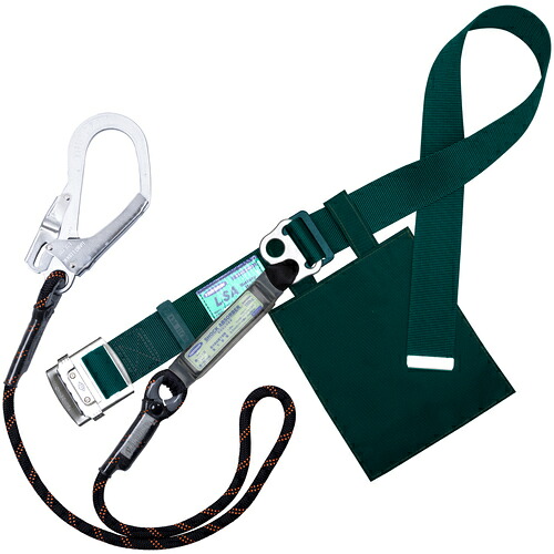 藤井電工 TSUYORON 胴ベルト型墜落制止用器具（ロープタイプ） Gブレード（黒） 青緑 Lサイズ 幅50MM&times;長さ1400MM TBGB593BGBKLBP [39-082825]｜ＤＡＩＳＨＩＮ工具箱　店