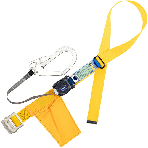 藤井電工 TSUYORON 胴ベルト型墜落制止用器具（巻取タイプ）ロック機構なし リトライト 黄 LLサイズ 幅50MM×長さ1600MM 130KG対応型 TB-RL-593-Y-LL(130KG)-JAN-BX [39-087127]