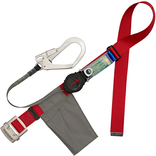 藤井電工 TSUYORON 胴ベルト型墜落制止用器具（巻取タイプ）ロック機構付き ワン・ハンドリトライト 赤 LLサイズ 幅50MM&times;長さ1600MM 130KG対応型 TB-ORL-593-R-LL(130KG)-JAN-BX [39-087592]｜ＤＡＩＳＨＩＮ工具箱　店