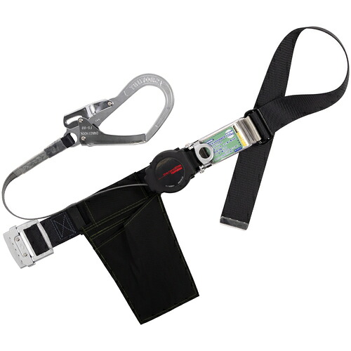 藤井電工 TSUYORON 胴ベルト型墜落制止用器具（巻取タイプ）ロック機構付き ワン・ハンドリトラ 黒 Sサイズ 幅50MM×長さ1100MM TB-ORN-599-BLK-S-JAN-BP [39-093258]