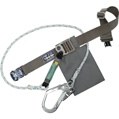 藤井電工 TSUYORON 胴ベルト型墜落制止用器具（ロープタイプ） LSA（三つ打ちロープ） シルバー Mサイズ 幅50MM&times;長さ1200MM ワンタッチバックル仕様 TB-LSA-OT590-SL1-M-JAN-BP [39-051708]｜ＤＡＩＳＨＩＮ工具箱　店