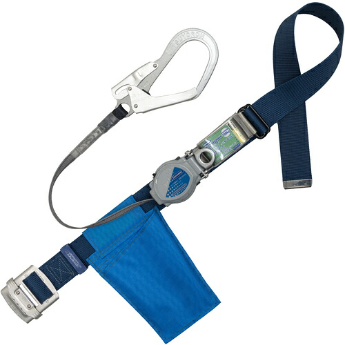 藤井電工 TSUYORON 胴ベルト型墜落制止用器具（巻取タイプ）ロック機構付き 2WAYリトライト 紺 Mサイズ 幅50MM&times;長さ1200MM TB-TRL-593-BL2-M-JAN-BP [39-057250]｜ＤＡＩＳＨＩＮ工具箱　店