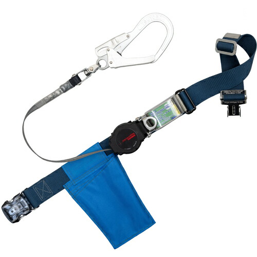 藤井電工 TSUYORON 胴ベルト型墜落制止用器具（巻取タイプ）ロック機構付き ワン・ハンドリトライト 紺 Mサイズ 幅50MM×長さ1200MM ワンタッチバックル仕様 TB-ORL-OT593SV-BL2-M-JAN-BP [39-061165]