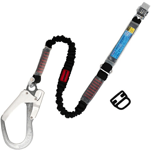 藤井電工 TSUYORON フルハーネス用ランヤード シングルランヤード 伸縮式ノビロン（BK）LY1300mm THLNV9333BKLY130R23JANBP [39-073793]｜ＤＡＩＳＨＩＮ工具箱　店