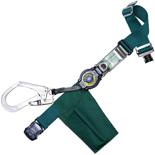 藤井電工 TSUYORON 胴ベルト型墜落制止用器具（巻取タイプ）ロック機構付き ロックリトライト 青緑 Lサイズ 幅50MM&times;長さ1400MM ワンタッチバックル仕様 TB-LRL-OT593-BG-L-JAN-BP [39-095221]｜ＤＡＩＳＨＩＮ工具箱　店