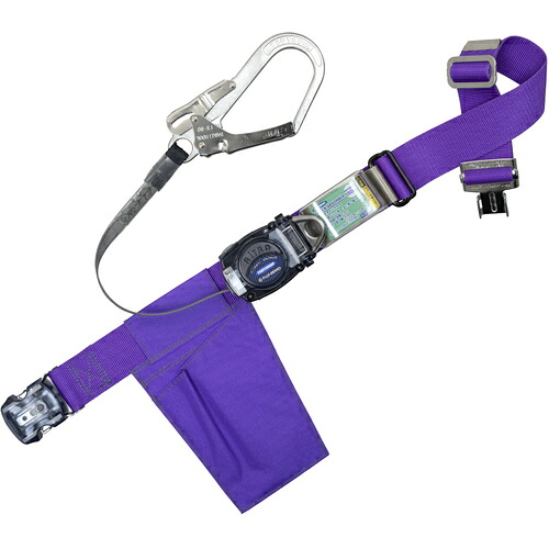 藤井電工 TSUYORON 胴ベルト型墜落制止用器具（巻取タイプ）ロック機構なし リトラ 紫 Mサイズ 幅50MM×長さ1200MM ワンタッチバックル仕様 TB-RN-OT590-P-M-JAN-BP [39-054594]