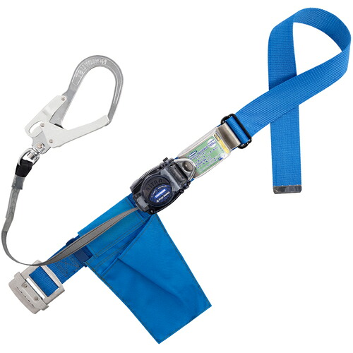 藤井電工 TSUYORON 胴ベルト型墜落制止用器具（巻取タイプ）ロック機構なし リトライト 青 Mサイズ 幅50MM×長さ1200MM TB-RL-593K-BL4-M-JAN-BP [39-055225]