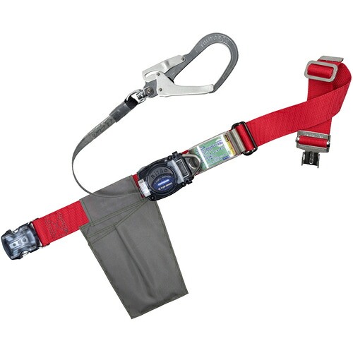 藤井電工 TSUYORON 胴ベルト型墜落制止用器具（巻取タイプ）ロック機構なし リトライト 赤 Lサイズ 幅50MM×長さ1400MM ワンタッチバックル仕様 TB-RL-OT593K-R-L-JAN-BP [39-055843]