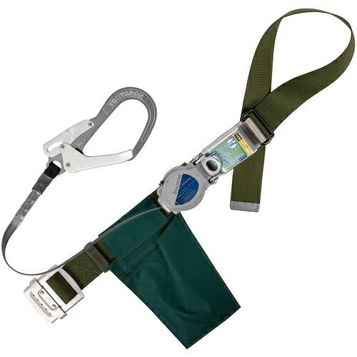 藤井電工 TSUYORON 胴ベルト型墜落制止用器具（巻取タイプ）ロック機構付き 2WAYリトライト 深緑 Mサイズ 幅50MM&times;長さ1200MM TB-TRL-593-OD-M-JAN-BP [39-056734]｜ＤＡＩＳＨＩＮ工具箱　店