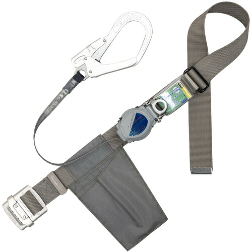藤井電工 TSUYORON 胴ベルト型墜落制止用器具（巻取タイプ）ロック機構付き 2WAYリトライト シルバー Mサイズ 幅50MM×長さ1200MM TB-TRL-593-SL1-M-JAN-BP [39-057182]