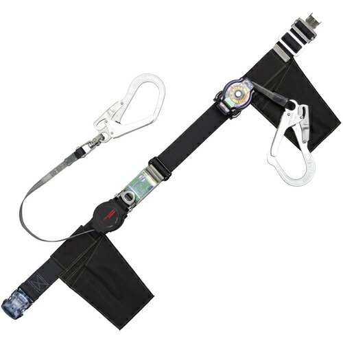 藤井電工 TSUYORON 胴ベルト型墜落制止用器具（巻取タイプ）補助ロープ2丁掛け仕様 ロック機構付きワンハンドリトラ+巻取式補助ロープ 黒 Mサイズ 幅50MM×長さ1200MM TBORL2OT593SVSRBTBLKMJANBP [39-082184]