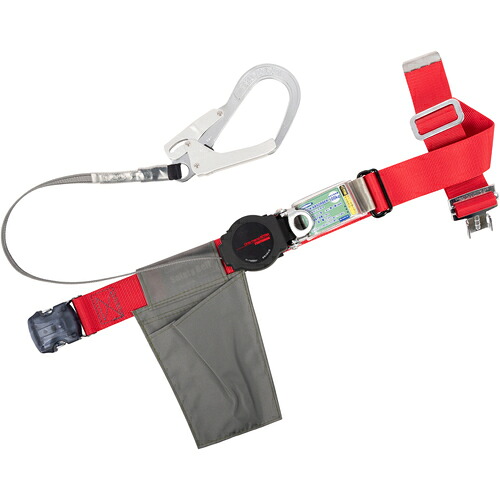 藤井電工 TSUYORON 胴ベルト型墜落制止用器具（巻取タイプ）ロック機構付き ワン・ハンドリトライト 赤 Sサイズ 幅50MM×長さ1100MM ワンタッチバックル仕様 TB-ORL-OT593-R-S-JAN-BP [39-085277]