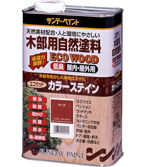 サンデーペイント エコウッドカラーステイン 1.6L 屋外用つやありクリヤー No.254712 [85-254712]