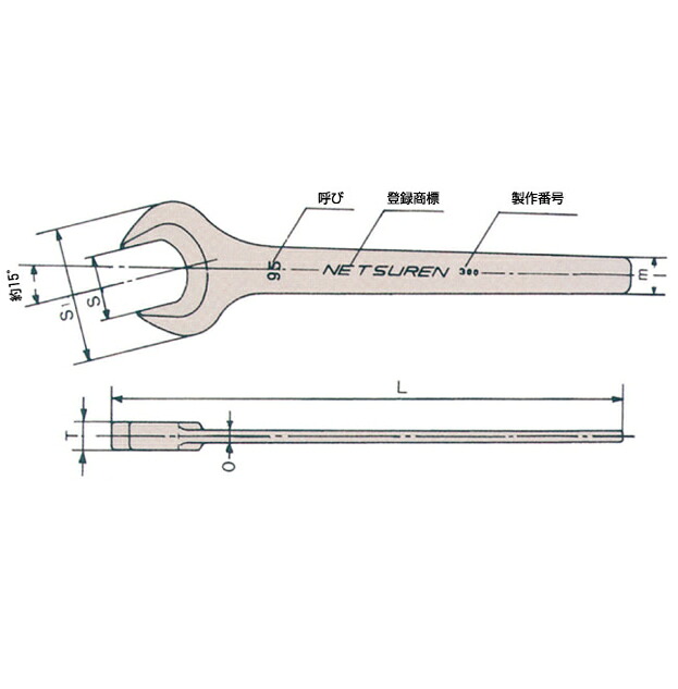 ネツレン O型片口スパナ 95 J0095 [99-100954]｜ＤＡＩＳＨＩＮ工具箱　店