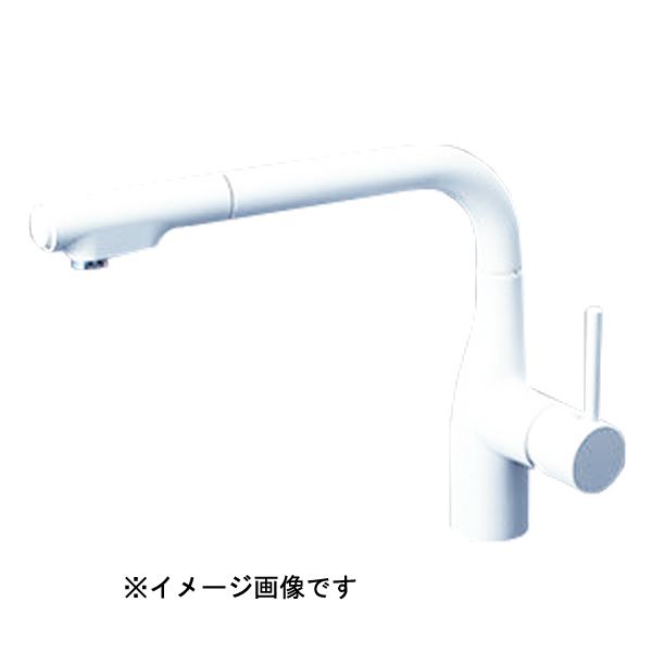 KVK シングルシャワー付混合栓（ｅレバー・回転規制）マットホワイト KM6101VECM4 [1425-0280171]｜ＤＡＩＳＨＩＮ工具箱　店