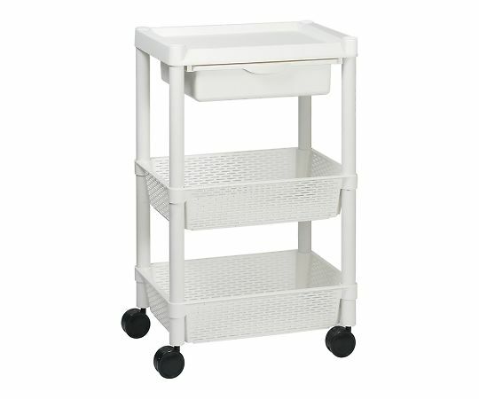 アズワン AS ONE プラスチックカゴワゴン　3段（トップシェルフ） 4-2564-02 [1445-0084897]｜ＤＡＩＳＨＩＮ工具箱　店