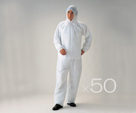 アズワン AS ONE ディスポつなぎ服 男性用 50枚入 8-5666-51 [1445-0043304]