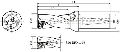京セラ KYOCERA ドリル用ホルダ S25-DRX200M-2-06 [152-589746]｜ＤＡＩＳＨＩＮ工具箱　店