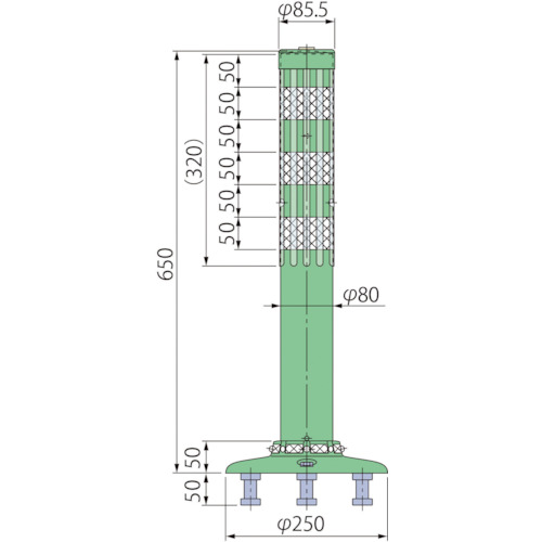 グリーンクロス 【別途送料】 【個人宅不可】 グリーンクロス 車線分離標腰みの付防塵PBTK-65-250-M 6300029584 [1560-6367218]