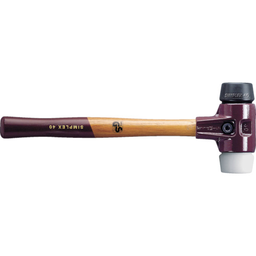 ロームヘルド・ハルダー HALDER SIMPLEX プラスチックハンマー 鋳鉄ハウジング、木製ハンドル 径（50）mm ゴム複合材（黒）・スーパープラスチック（白） 3027.050 [1674-300700]