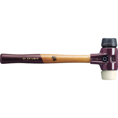 ロームヘルド・ハルダー HALDER SIMPLEX プラスチックハンマー 鋳鉄ハウジング、木製ハンドル 径（60）mm ゴム複合材（黒）・ナイロン（白） 3028.060 [1674-300762] 9,476円