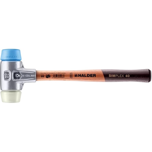ロームヘルド・ハルダー HALDER SIMPLEX プラスチックハンマー アルミハウジング、木製ハンドル 径（60）mm TPEソフト（青）・ナイロン（白） 3118.060 [1674-8305309]