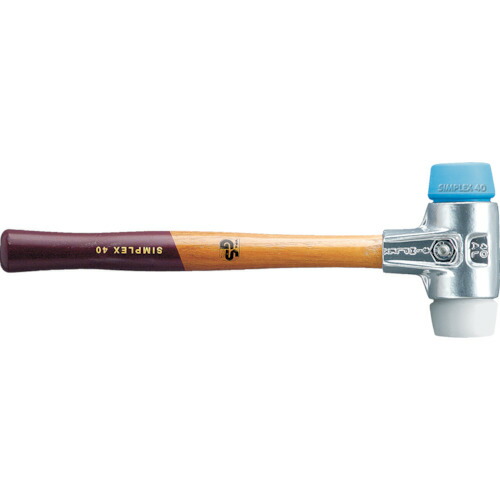 ロームヘルド・ハルダー HALDER SIMPLEX プラスチックハンマー アルミハウジング、木製ハンドル 径（60）mm TPEソフト（青）・スーパープラスチック（白） 3117.060 [1674-00010130]