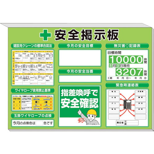 ユニット ミニ掲示板 クレーン合図法他入 緑地 313-89G [171-0049028]
