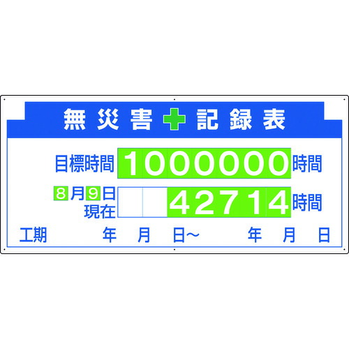 ユニット 安全掲示板パーツ2 無災害記録表数字板付 313-22A [171-552382]