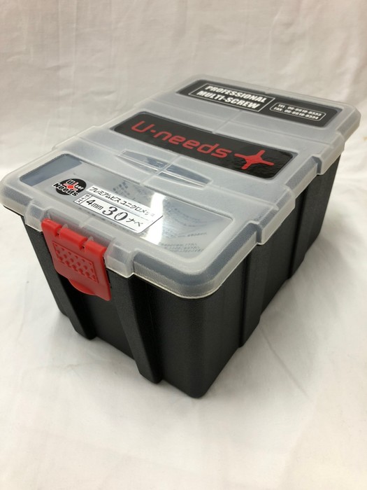 【マラソン期間エントリーでポイント5倍】ユニーズ プレミアムビス ユニクロ/鉄 4&times;30なべ 徳用プラ箱（1.277本入）SQ2PH2（四角ビット）-110mm&times;4本・65mm&times;6本付 PUN430-PO [200-576075]｜ＤＡＩＳＨＩＮ工具箱　店