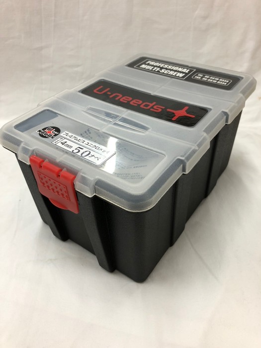 ユニーズ プレミアムビス ユニクロ/鉄 4×50なべ 徳用プラ箱（877本入）SQ2PH2（四角ビット）-110mm×4本・65mm×6本付 PUN450-PO [200-576099]