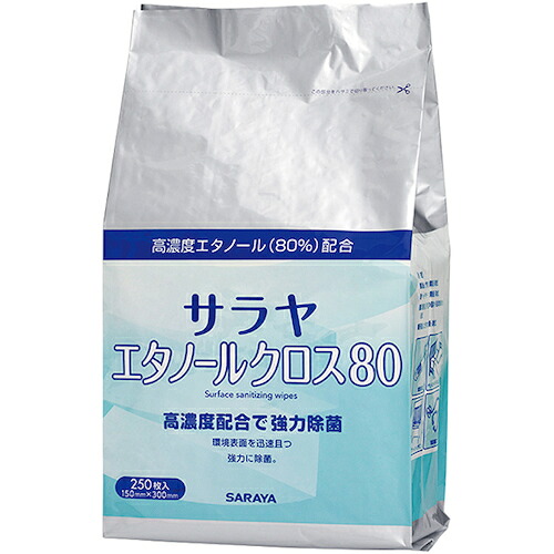 サラヤ 【6個販売】エタノールクロス80 250枚詰替 44161 [244-441613]｜ＤＡＩＳＨＩＮ工具箱　店