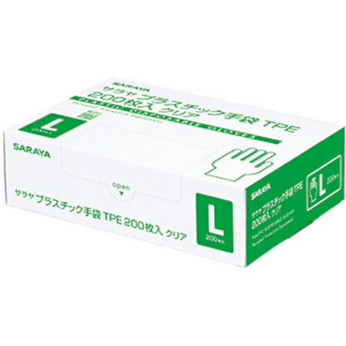 サラヤ 【30個販売】プラスチック手袋TPE200枚入クリアL 50977 [244-509771]