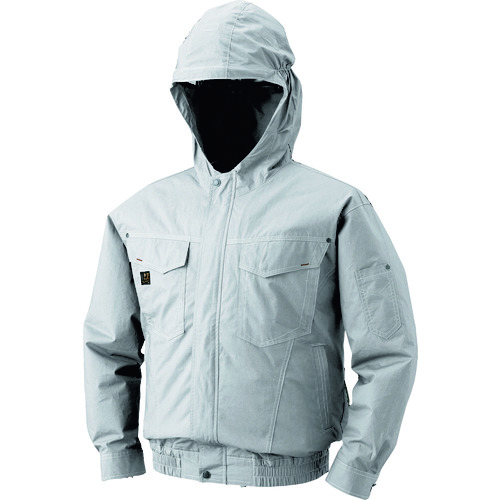 空調服 空調服 フード付綿薄手タチエリ空調服［［R下］］ ウェアのみ シルバー LL KU91410-C06-S4 [2616-0821988]