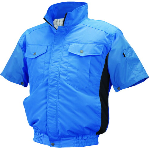 空調服 空調服 タチエリチタン肩当有NSP半袖ブルーチャコール3L（服のみ） ND-111-C64-S5 [2616-0836807]