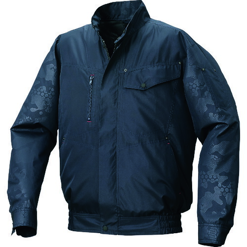 空調服 空調服 ポリエステル製エンボスプリント空調服［［R上］］ ウェアのみ ネイビー×ネイビーエンボス L KU92000-C03-S3 [2616-8511509]