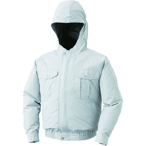空調服 空調服 フード付屋外作業用空調服［［R下］］ ウェアのみ シルバー L KU90800-C06-S3 [2616-7498647]